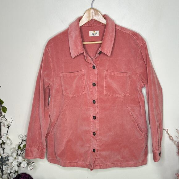 MARINE LAYER Carrie Corduroy Shirt Jacket Brick Dust Pink Sz M {HH28} - Picture 2 of 5
